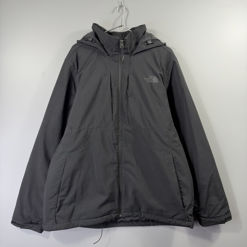 The North Face Jacket Mens XL Black Full Zip Hooded Windwall Softshell Insulated